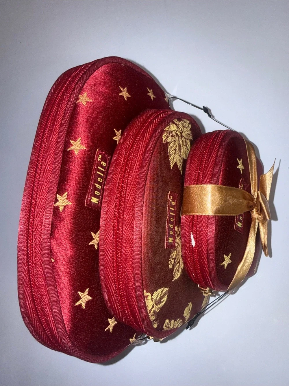 Modella Red and Gold Star Travel makeup Pouch Set
